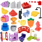 Большой Город Furit мост Туалет еда кровать стул еда большой размер детские игрушки Аксессуары Совместимые с городом строительные блоки