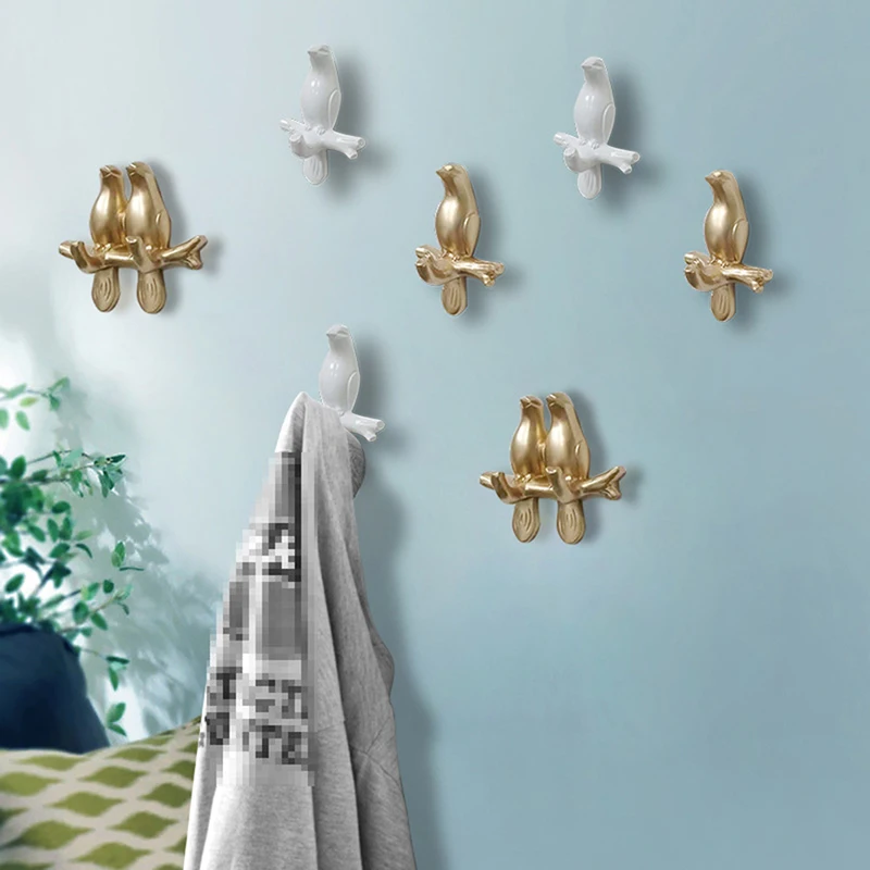 

1PC Creative Resin Hook Wall Decoration Bedroom Door Behind Seamless Coat Hook Key Frame Sticky Hook Home Wall Bird Storage Hook
