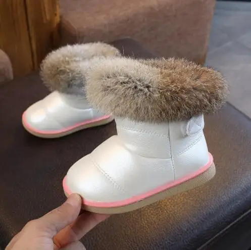 Ботинки-мартинсы детские на кроличьем меху мягкие Нескользящие европейские 21-30 |