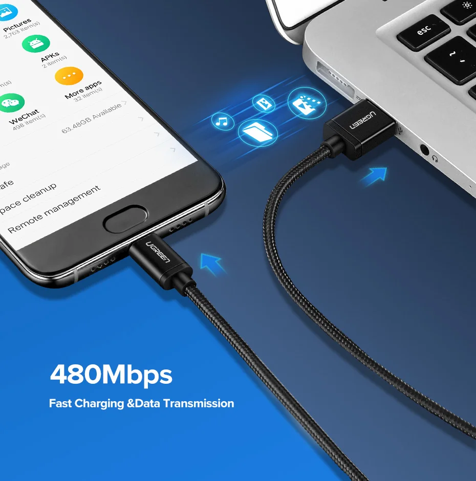 Ugreen usb type C кабель USB C кабель передачи данных для быстрой зарядки для samsung Galaxy S9 S8 Plus мобильный телефон зарядное устройство кабель для Xiaomi Mi 8
