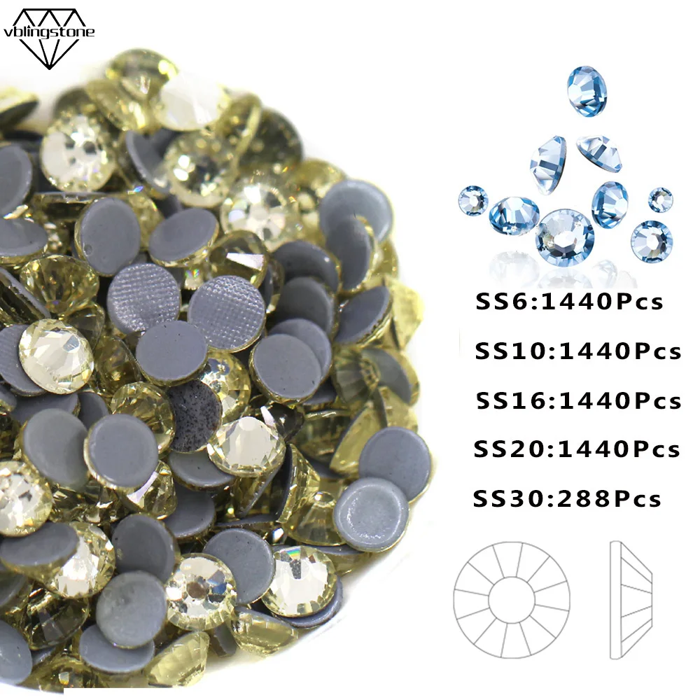 AAAAA высококачественные Стразы с кристаллами горячей фиксации светло желтые