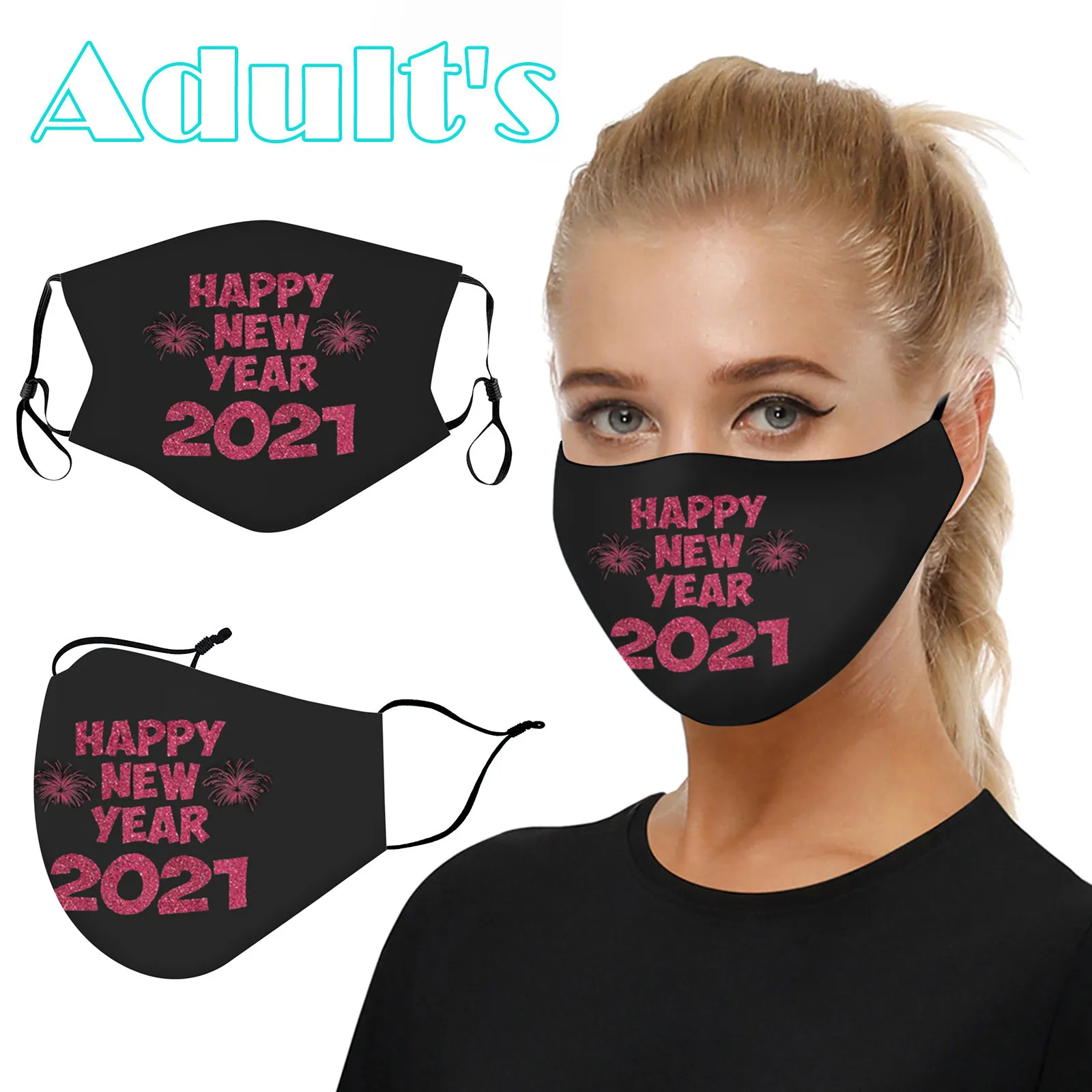 2021 Happy New Year Adult Face Coverings Reusable And Washable Sun Protection Mascarillas Shield Cover | Аксессуары для одежды