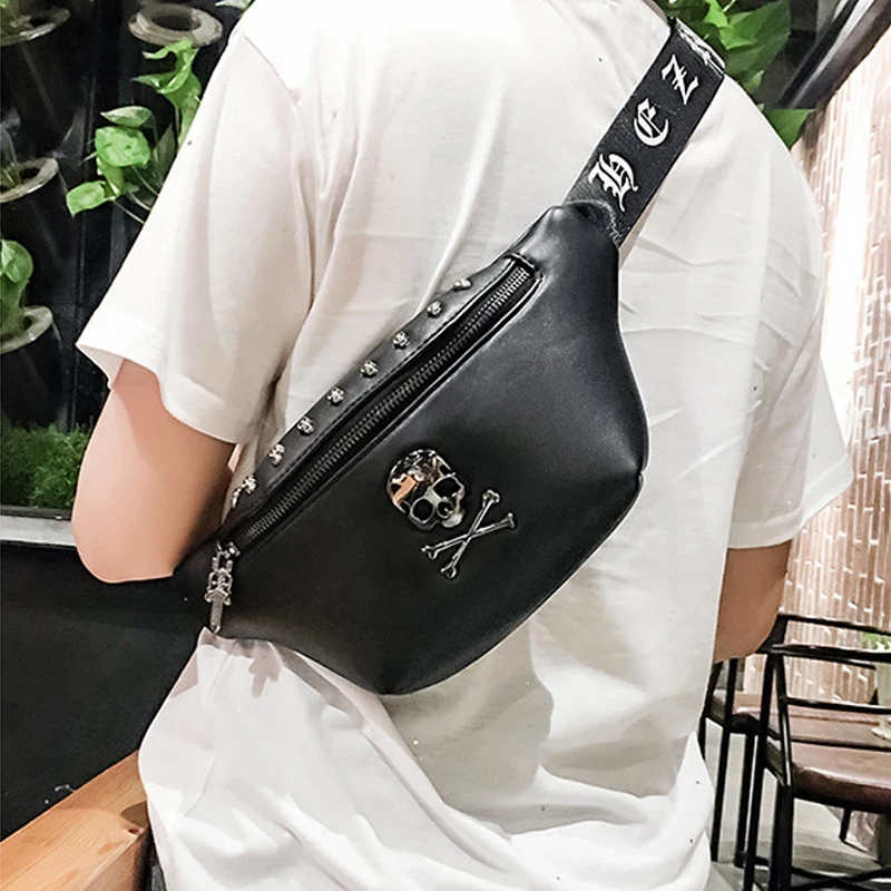 Поясная сумка для мужчин в стиле панк модная забавная бананка с рисунком черепа