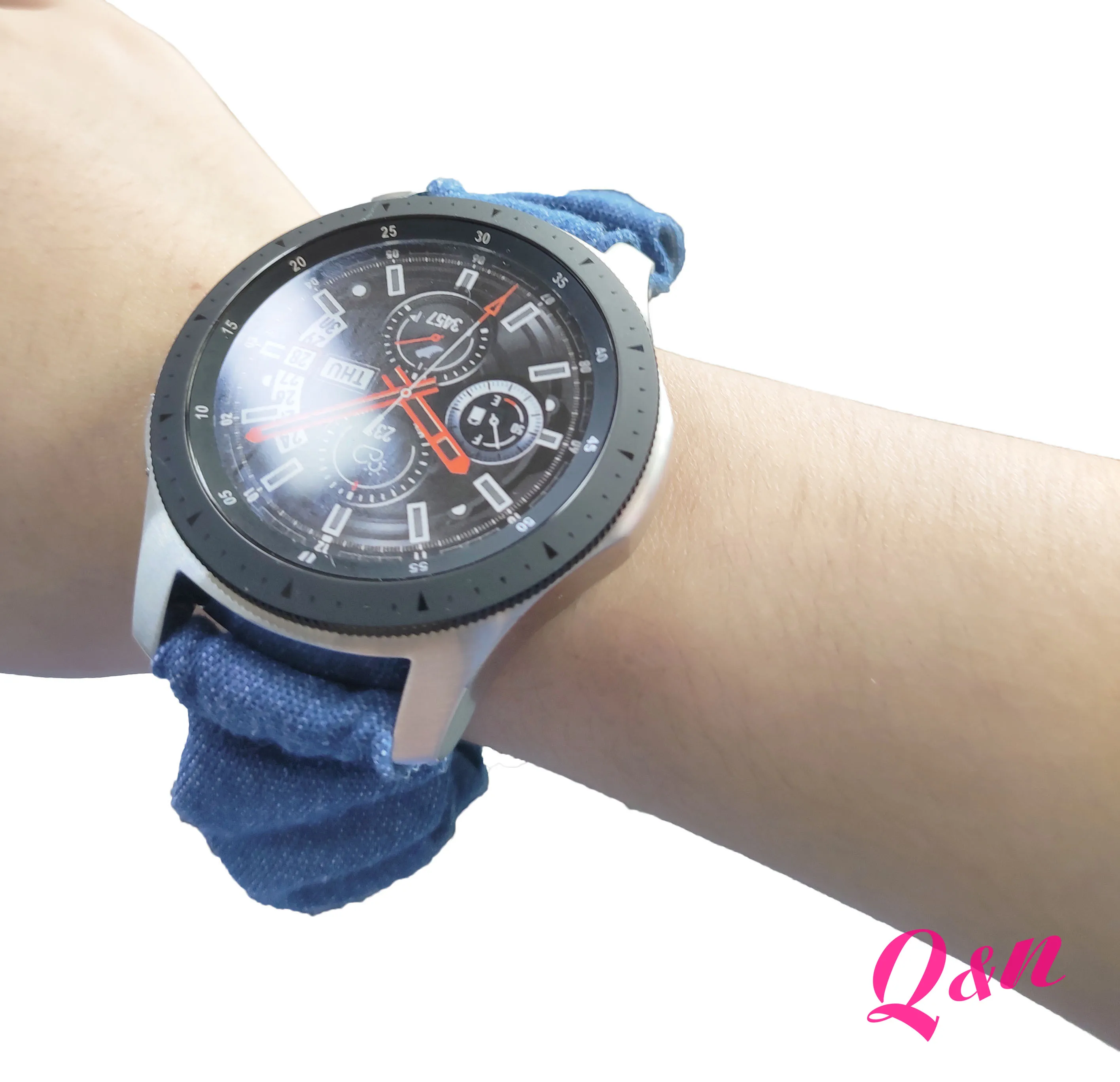 

Denim Samsung Watchband,Elastic Denim Scrunchie Watch Band,20mm Strap, 22mm Strap,Popular Scrunchies Band for Samsung