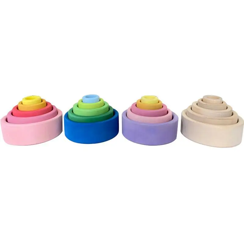 

Montessori Early Learning Puzzle Creative Rainbow Stacked Stone Bowl Stacked High Children's Rainbow Building Block Arched Toys