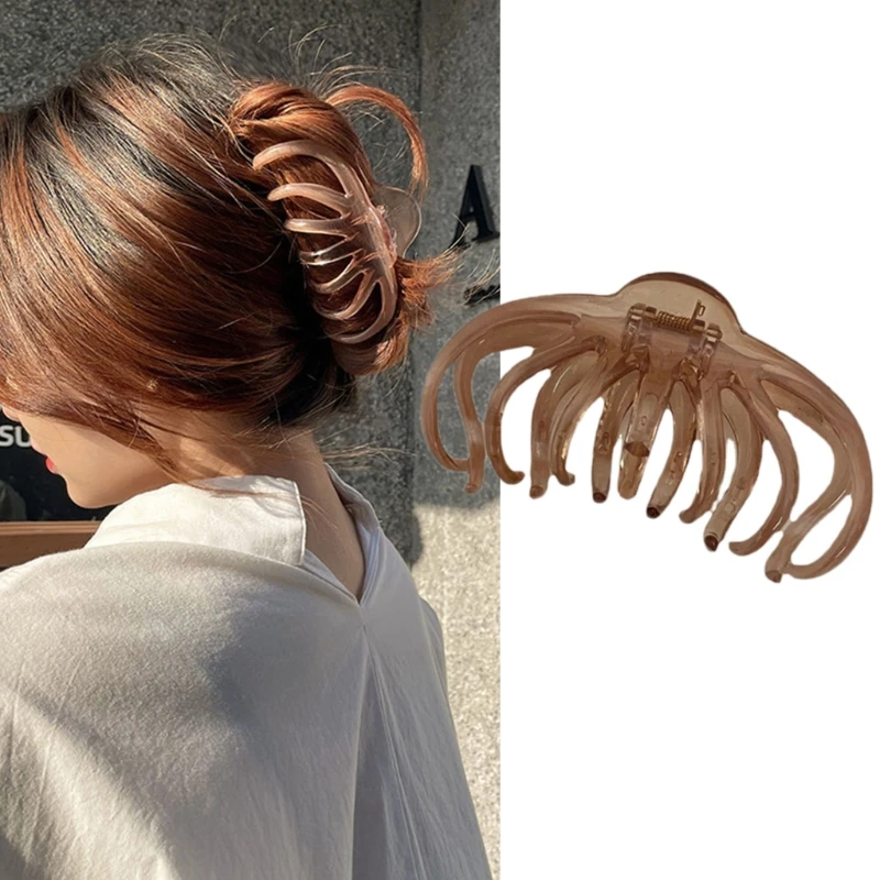 

U90E Elegant Hair Clips Transparent Hair Claw Acrylic Non Slip Strong Hold Pattern Barrettes Fashion Hair Styling Accessories