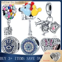 hot sale 100 real 925 sterling silver ariel balloon charm fit original 3mm bracelet making fashion diy jewelry for women