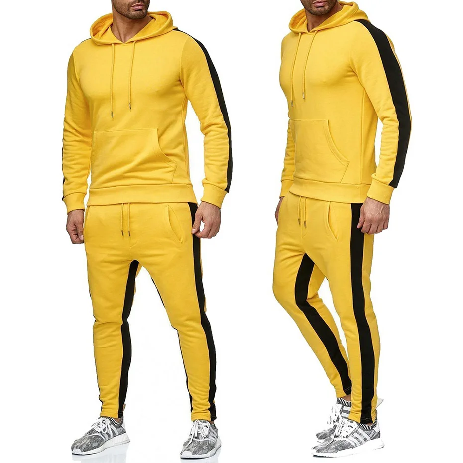 New 2-piece set Men Hoodies Suit Fleece Warm Tracksuit Men Sweatshirt Suit Hoodie+Sweat pants Jogging Hip hop Hooded Tracksuit