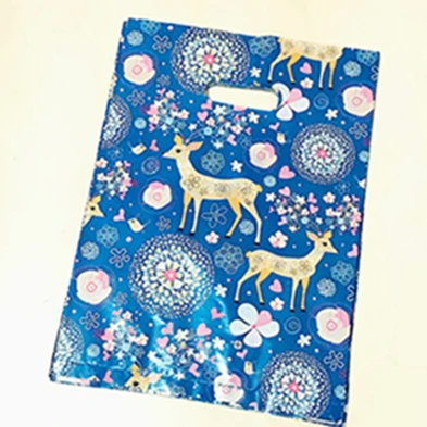 Blue rich deer Герметичность 20*25 см 50 шт. Свадебные бутик вечерние подарочные пластиковые ручки для покупок спасибо подарок ювелирные изделия пластиковая посылка сумка для переноски - Цвет: Blue rich deer