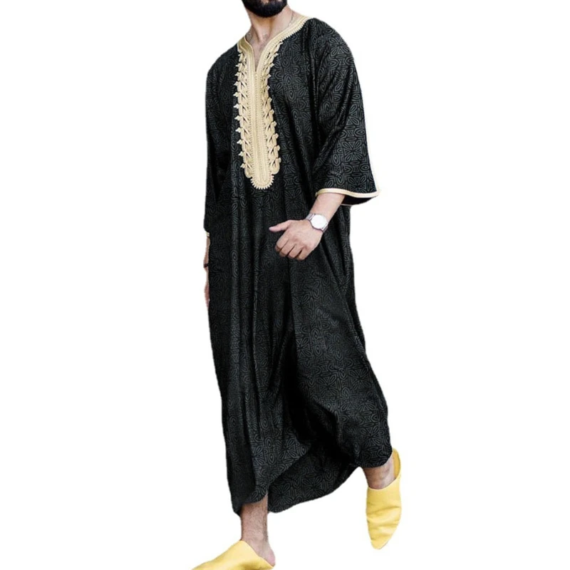 24BC Men Islamic Arabic Kaftan Muslim Clothing Printting Abaya Robes Fashion Middle East Saudi Arabia Dubai Mens Jubba Thobe |