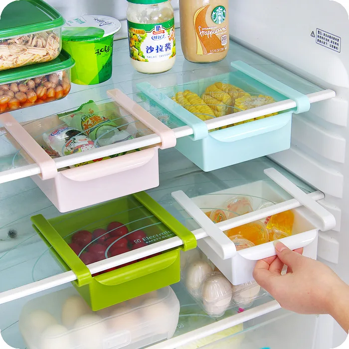 

Fridge Creative Kitchen Finishing Storage Box Home Refrigerator Fresh Partition Layer Classification Shelf Basket Organization