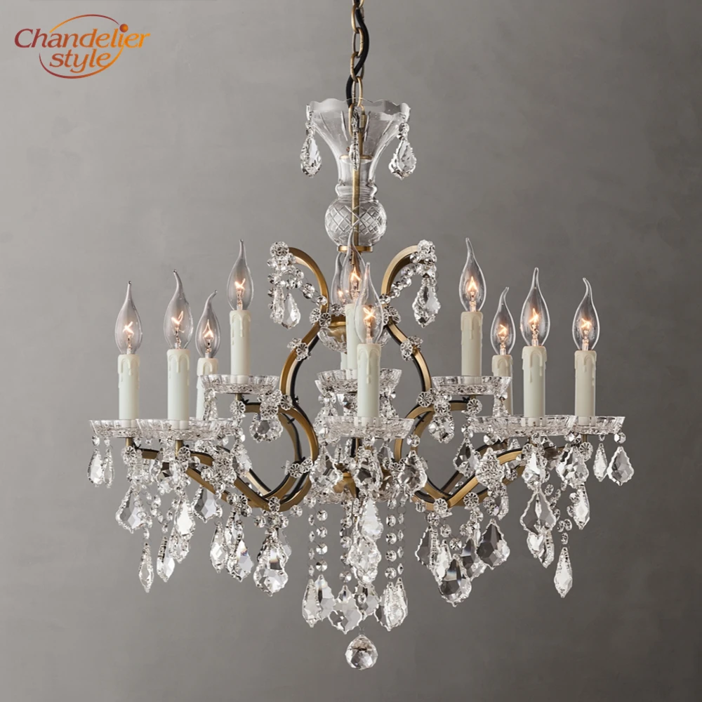 19th C. Rococo железная и Хрустальная Круглая Люстра современные светодиодный люстры