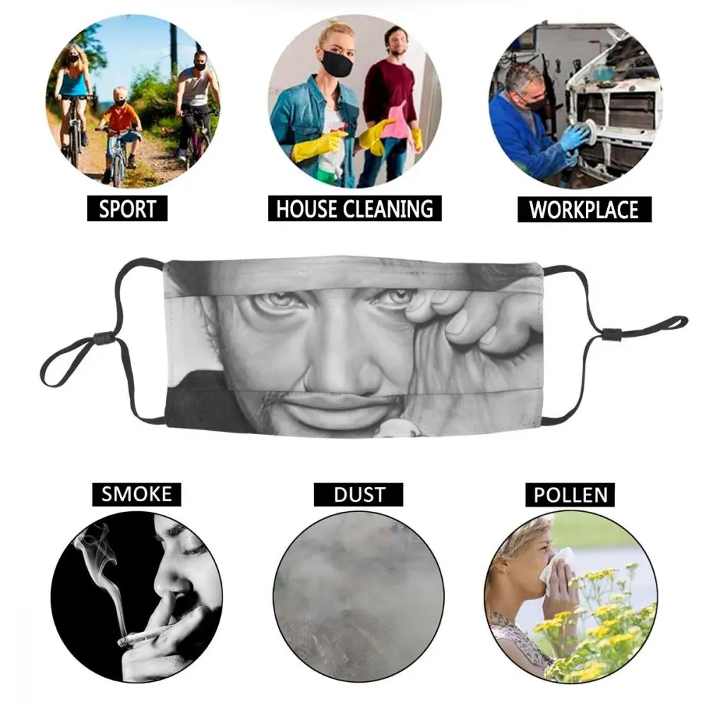 

Johnny Hallyday Reusable Mouth Face Mask Rock Singer French Anti Haze Dustproof Mask Protection Cover Respirator Mouth Muffle