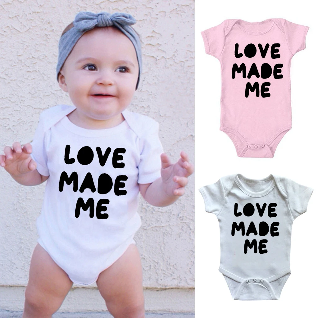 Детский комбинезон с принтом Love Made Me Летний для новорожденных мальчиков и