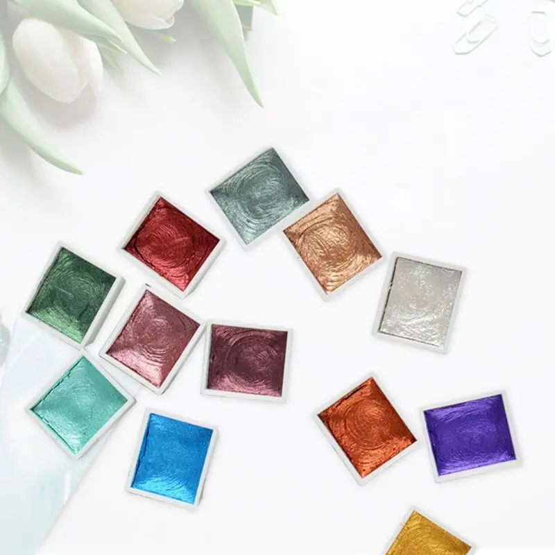 

36 Color Glitter Water Color Set Metallic Gold Pigment Paint Artist Painting