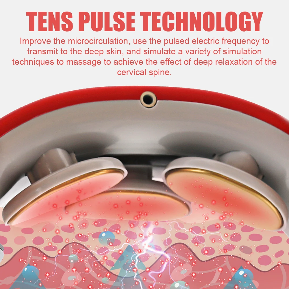 Электрический магнитный импульсный умный 4D массажер для шеи с нагревом