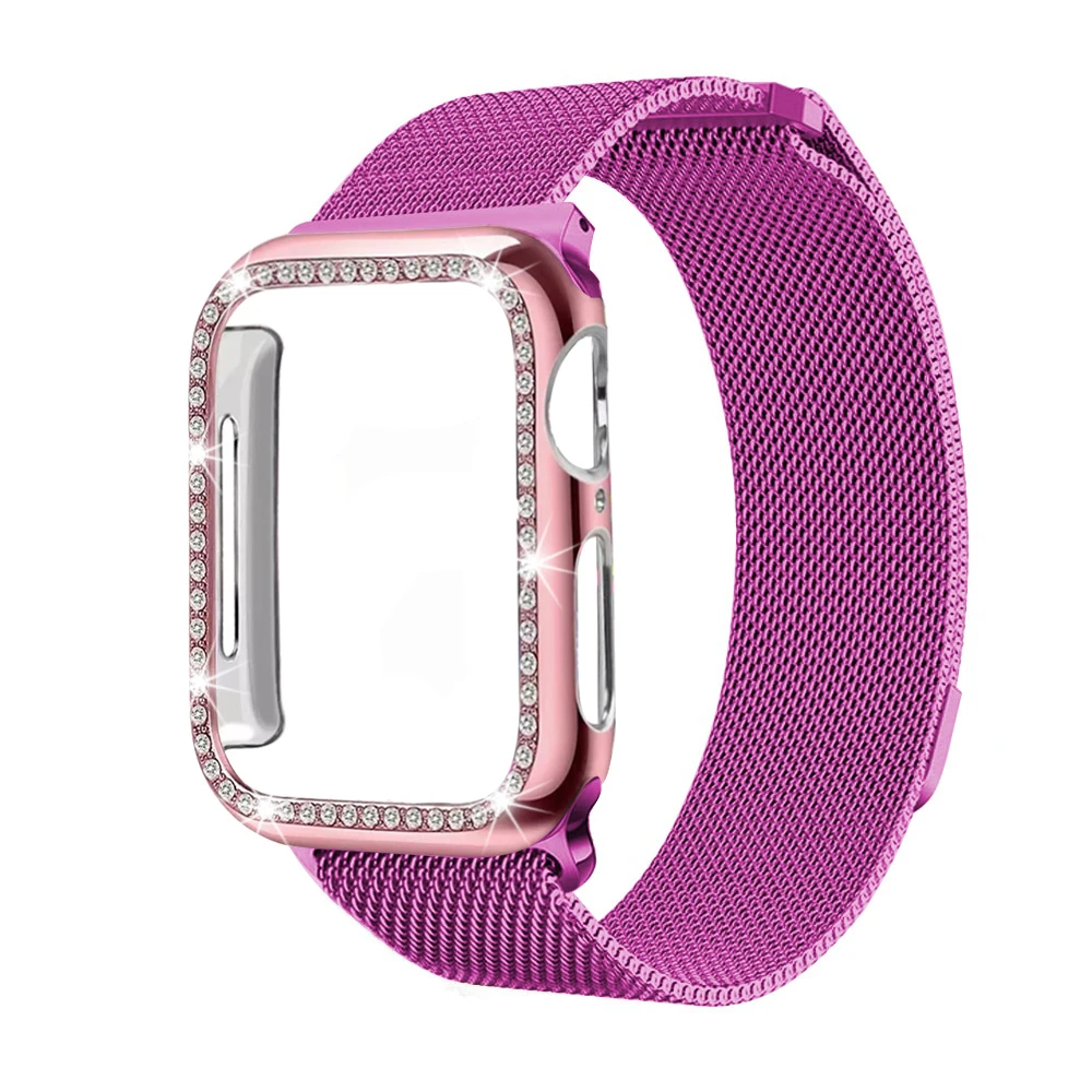 Чехол+ ремешок для Apple Watch 5 ремешок 44 мм 40 мм iWatch ремешок 42 мм 38 мм Миланская Петля Браслет ремешок для Apple watch 4 3 2 1 - Цвет ремешка: Dragon fruit