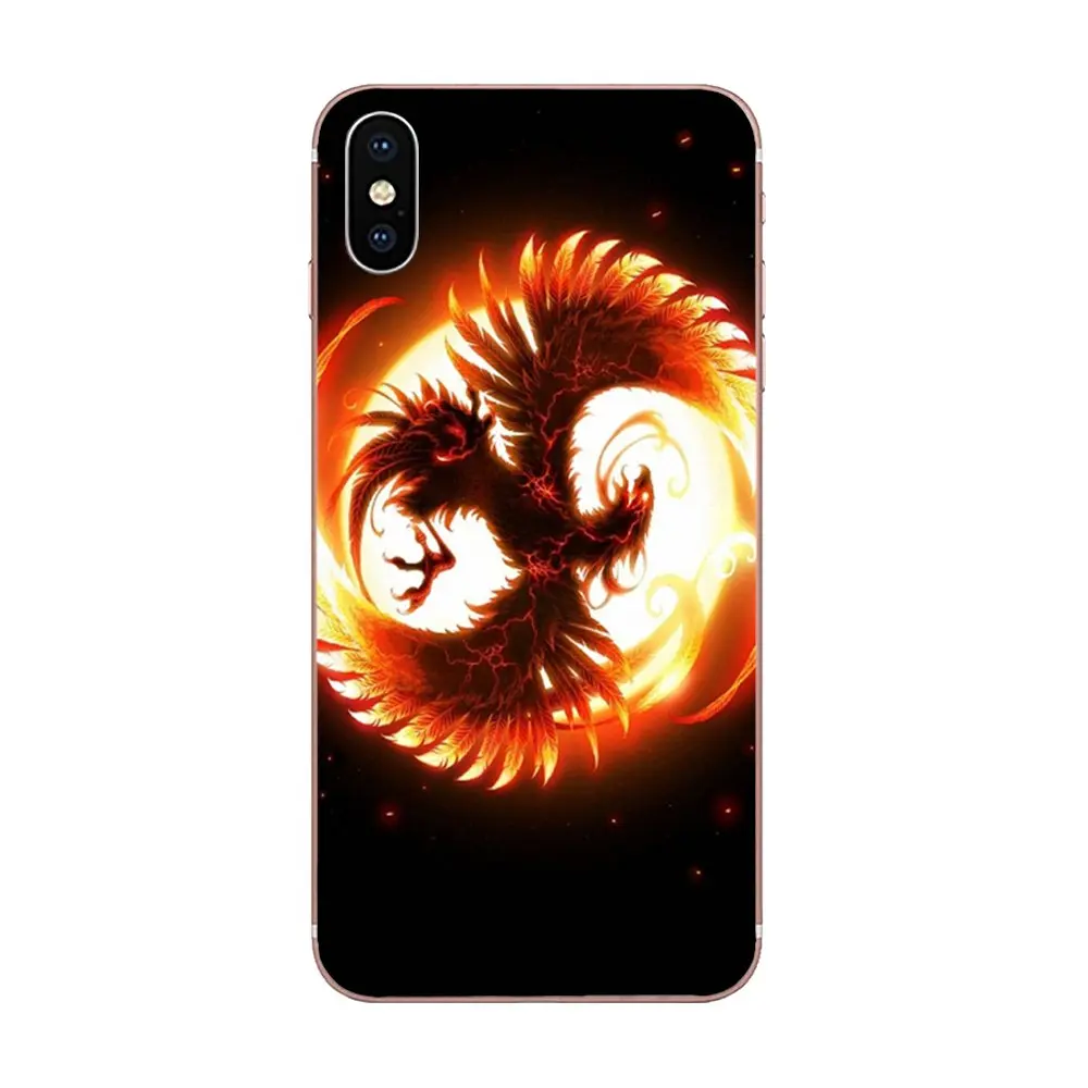 Восходящий огненный феникс птица тонкий ТПУ сотовый для Apple iPhone 4 4s 5 5C 5S SE 6 6S 7 8 Plus X
