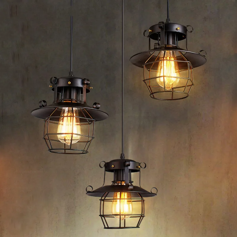 

Светодиодные светильники Лофт ретро промышленный Стиль Бар Ресторан подвесные светильники Кофейня освещение креативная железная лампа