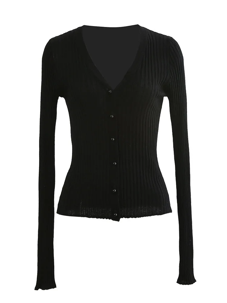 

[DEAT] V-neck Collar Solid Color Single Breasted Long Sleeve Cardigan Woolen Women Ladies Summer Tops 2021 Trend Fashion GX498