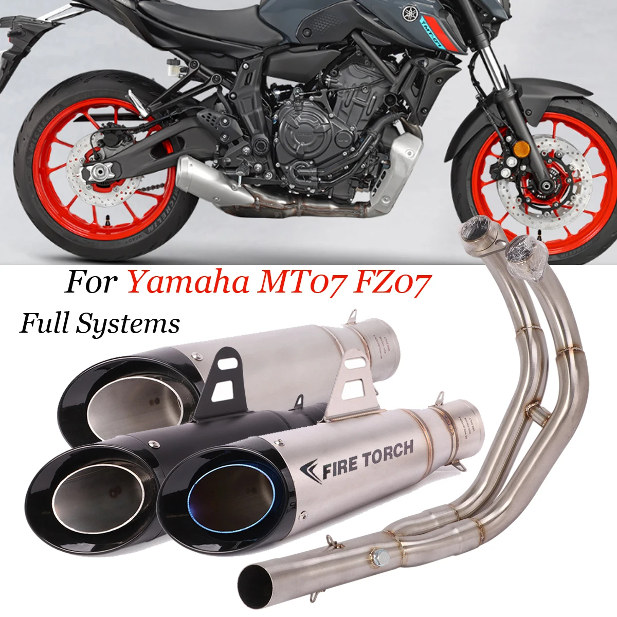

for Yamaha Mt-07 Fz-07 Tracer 2014-2021 with Muffler Xsr700 2016-2021 Motorcycle Muffler Full Systems Modified Escape Moto