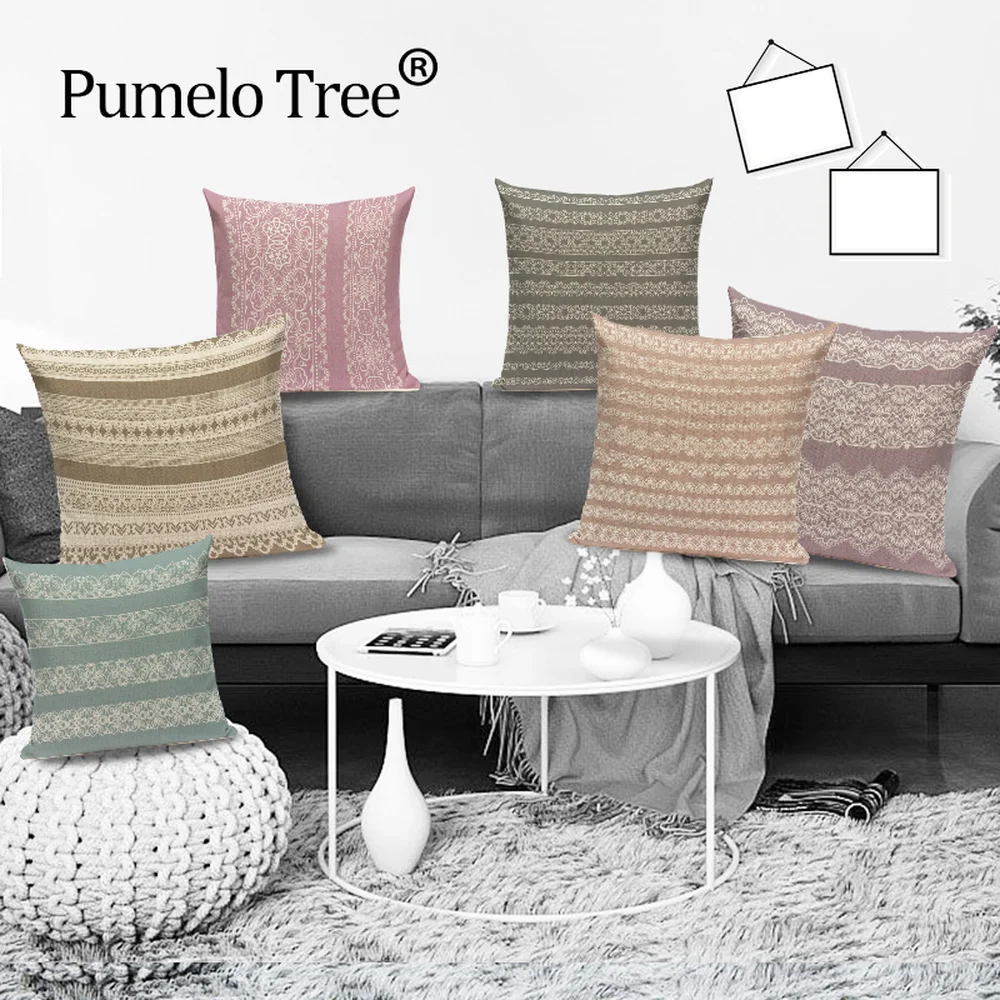 

Elegant Flower Cushion Cover Lace Geometric Striped Home Decor Throw Pillow Case Floral Pillow Case Sofa Cushions Housse Coussin