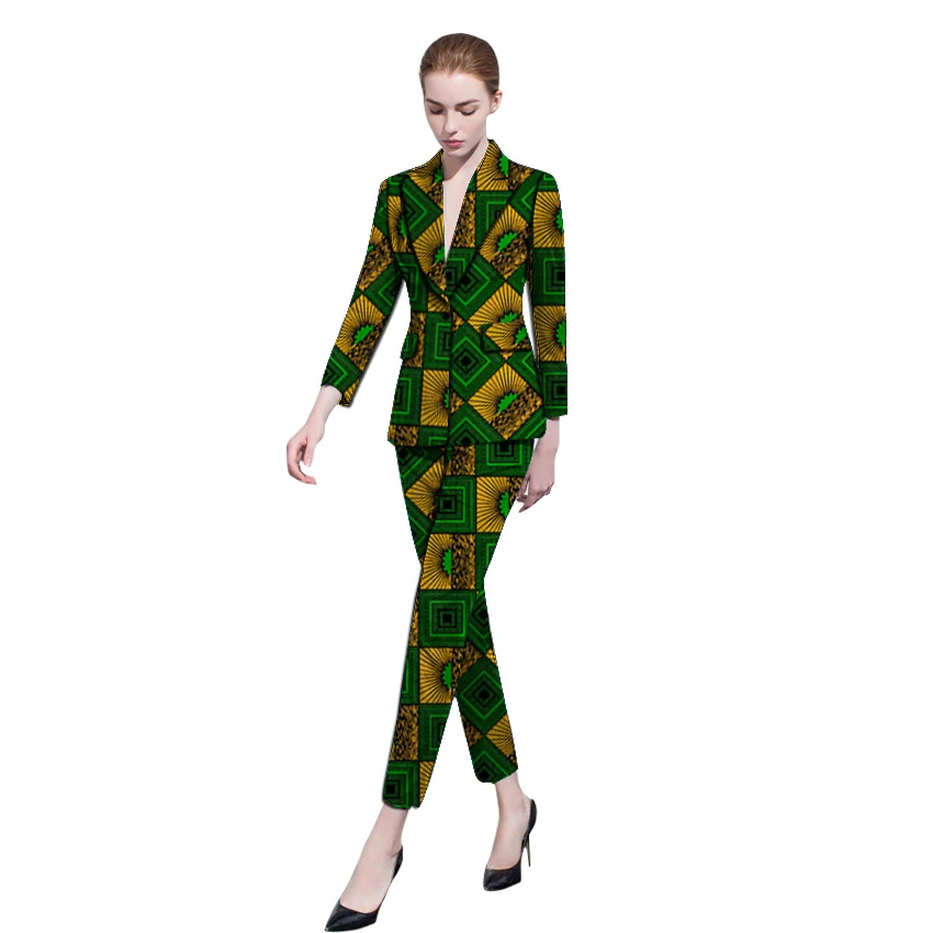 

African fashion blazers patch trouser for women Ankara outfits slim fit pant suits dashiki print elegant suits