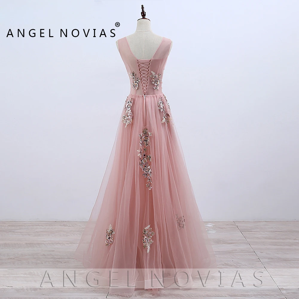 Длинные элегантные платья для выпускного вечера пыльно-розового цвета 2020