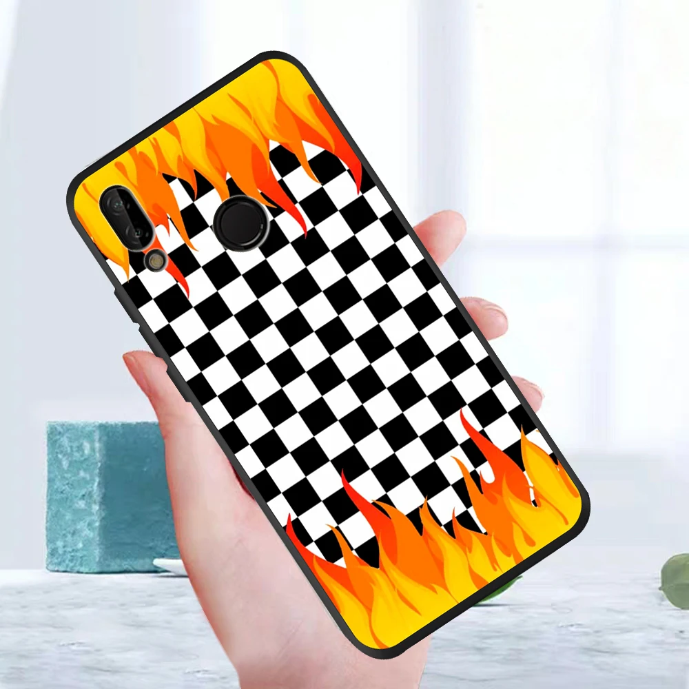 Для HuaweiP50 P40 P30 P20 P10 P8 Lite 2017 коврики 30 20 10 рro etui модные черно зеленые языки пламени