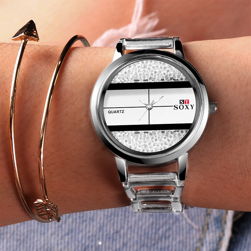 SOXY золотые часы для женщин роскошный модный браслет Кварцевые Женские