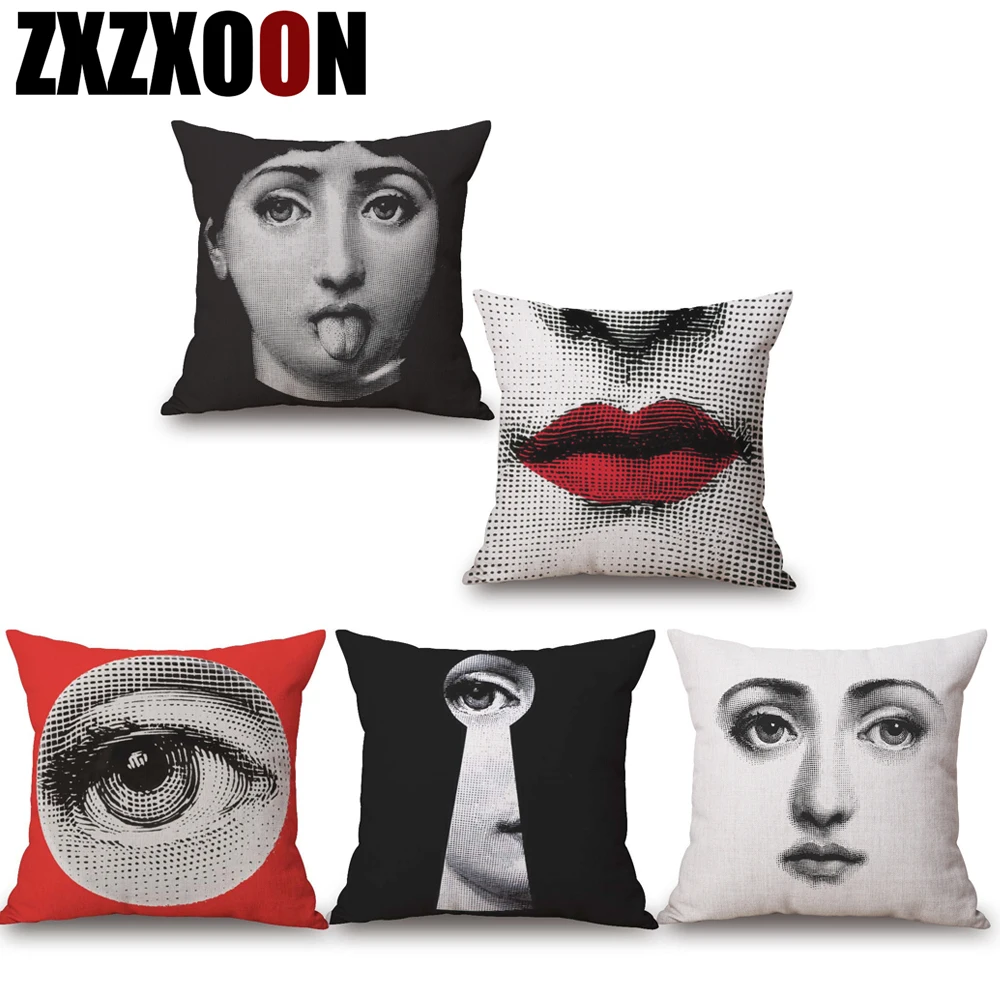 Декоративные диванные подушки Чехол полиэстер арт Красота мордочка и полосками