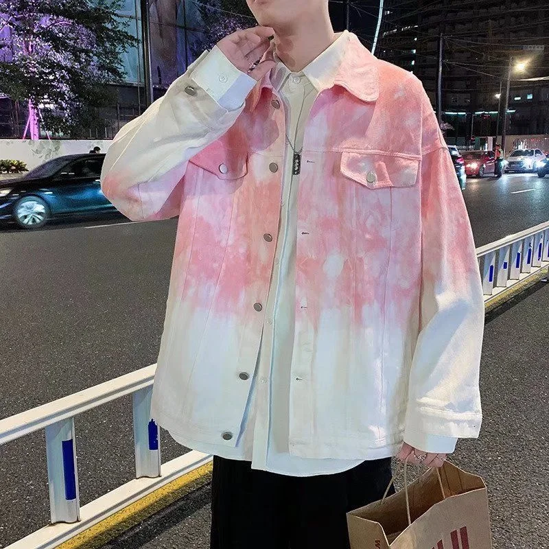 Men's Clothes Denim Jacket Long Sleeve Gradient Tie Dyed Fashion Vibe High Street Spring And Autumn Tidal Current Surprise Price | Мужская
