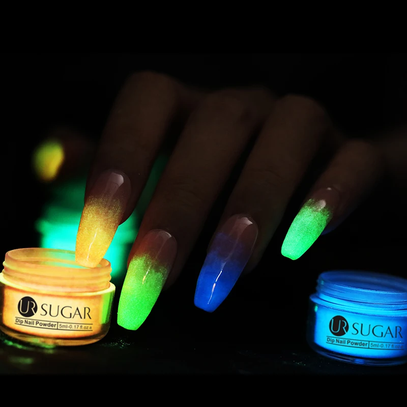 UR SUGAR светящаяся неоновая жидкость для ногтей Dip Акриловая жидкость художественные украшения флуоресцентный погружающийся блеск светящийся в темноте пигмент пыль