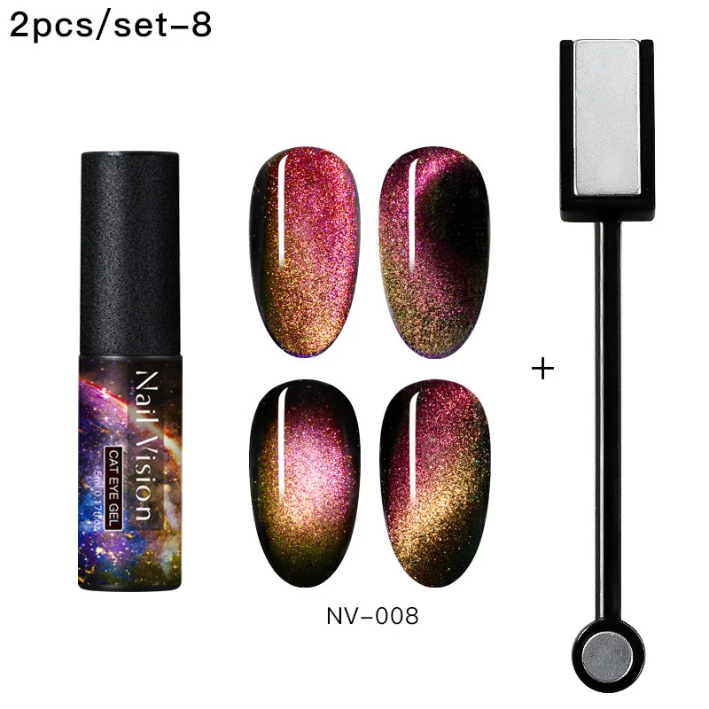 Nail Vision 5 мл Гель-лак для ногтей с эффектом «кошачий глаз» лак Хамелеон для использования с магнитом УФ Гель-лак для ногтей Фиолетовый Синий замочить от УФ светодиодный Гель-лак для ногтей - Цвет: EEZH07362