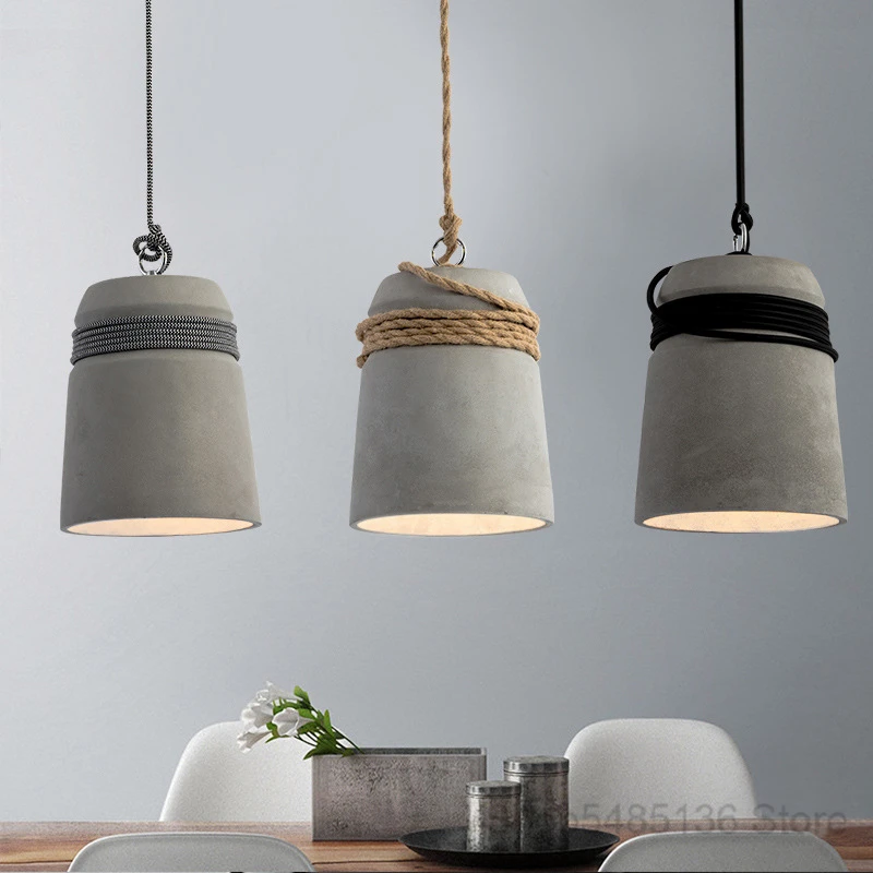 

Винтажный цемент подвесной светильник s Led пеньковая веревка подвесной светильник Лофт промышленный домашний Декор Гостиная Кухня Бар Кафе светильники