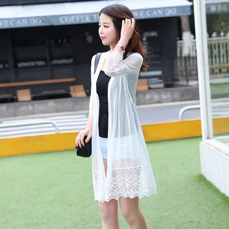 

Women Sun Protection Chiffon Casual Lace Loose Clothing Summer Cardigan Blouse Shirt Tops For Woman Sexy Covers Blusas