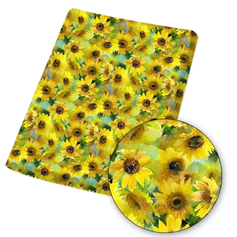 

Flower Printed Fabric Polyester Cotton Sunflower Pattern Fabrics Sewing Cloth for Dress Making Scrapbooking DIY Retales De Tela