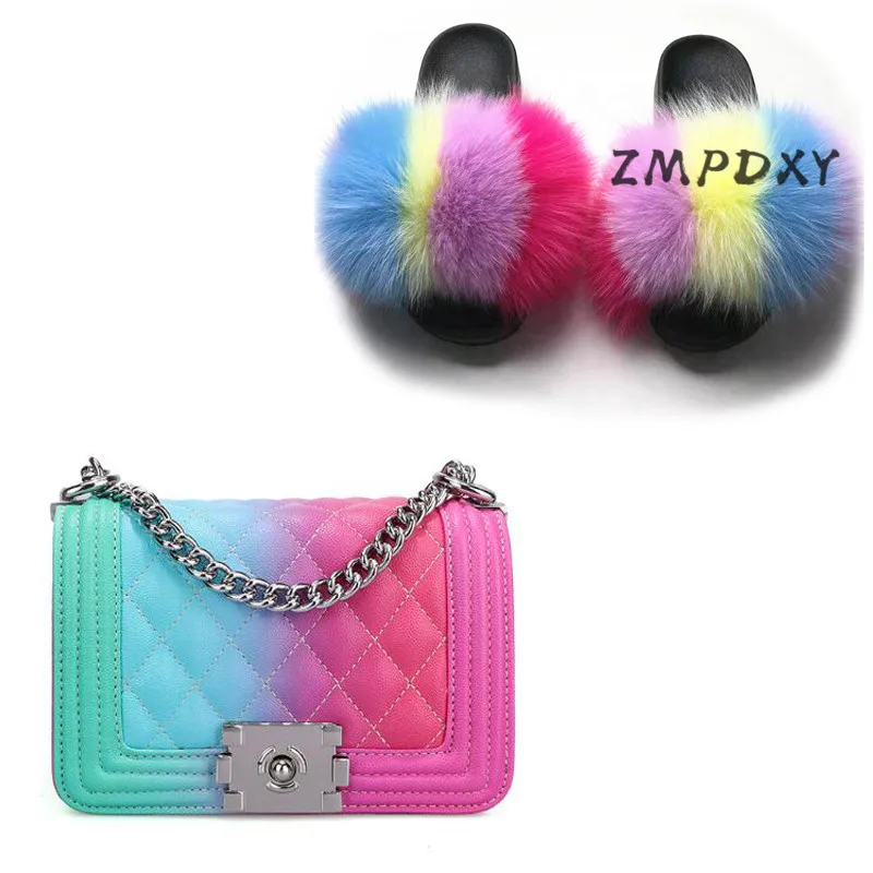 Шлепанцы женские из натурального меха лисы наборы обуви на ремне меховые тапочки