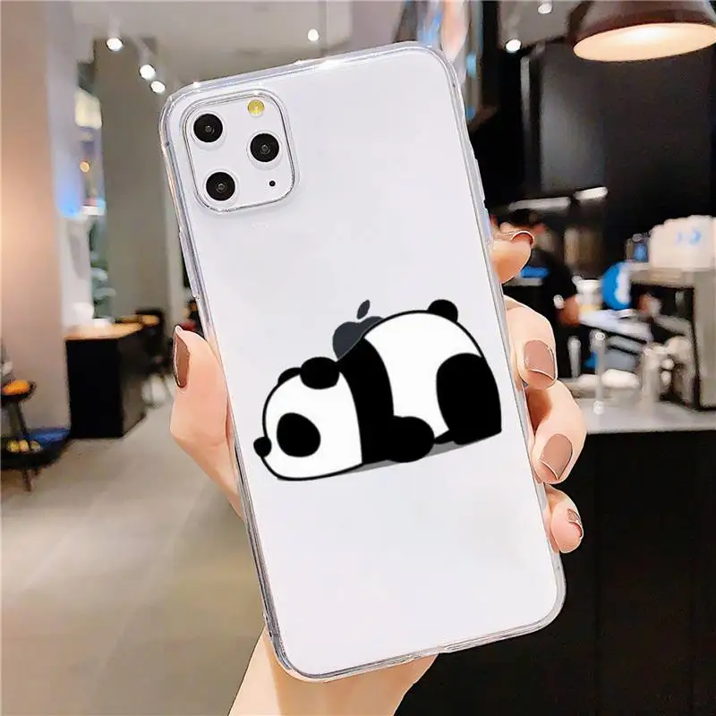 

Lovely cartoon panda clear Phone Case Transparent soft For iphone 5 5s 5c se 6 6s 7 8 11 12 plus mini x xs xr pro max