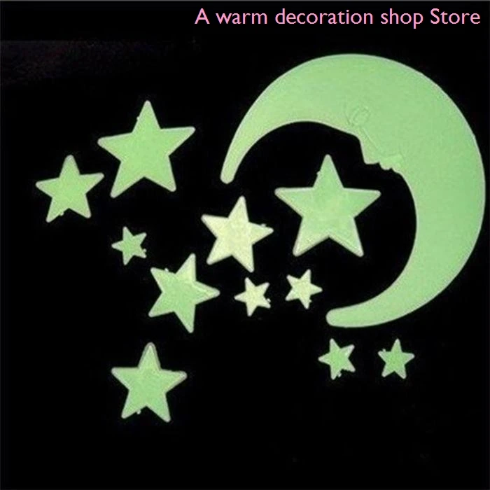 

1 Set Glow in Dark Luminous Moon Star Nursery Baby Room Home Decor Wallpaper Wall Stickers for Kids Rooms Decal