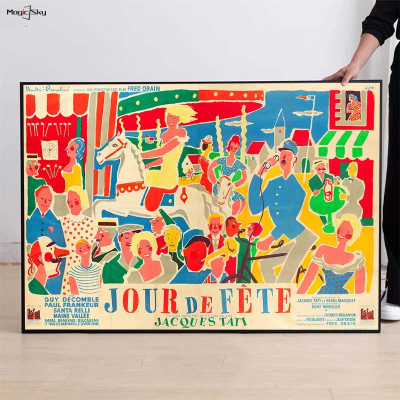 Постер в стиле ретро с изображением празднования Дня Жака Тато настенное