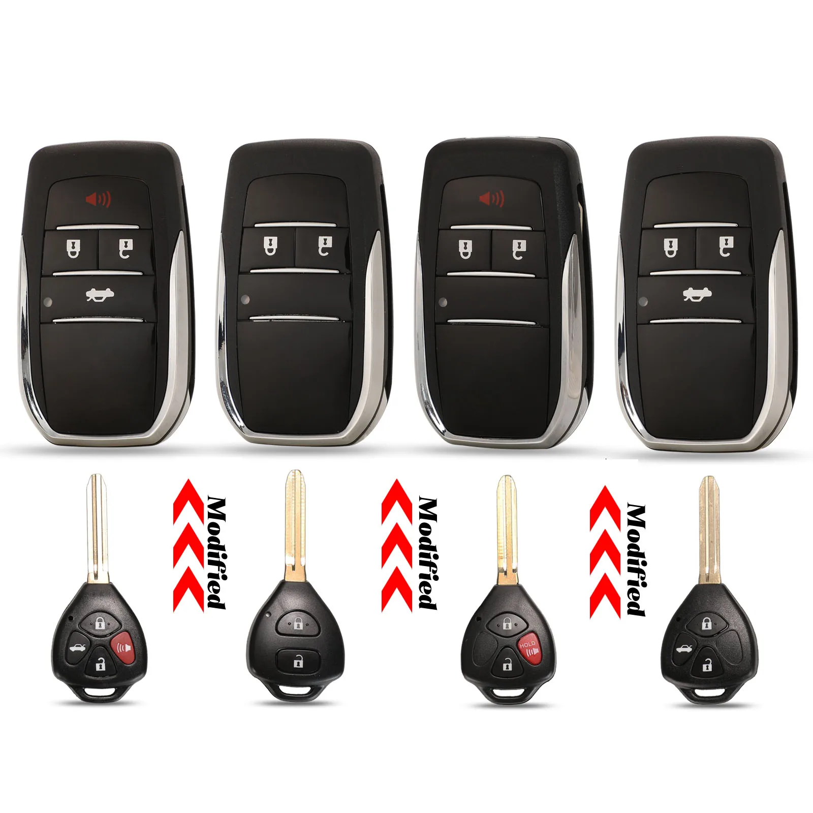 

jingyuqin Antel Modified Flip Remote-Key-Case For Toyota RAV4 Wish Camry Hiac Corolla Hilux Fortuner innova Key Shell
