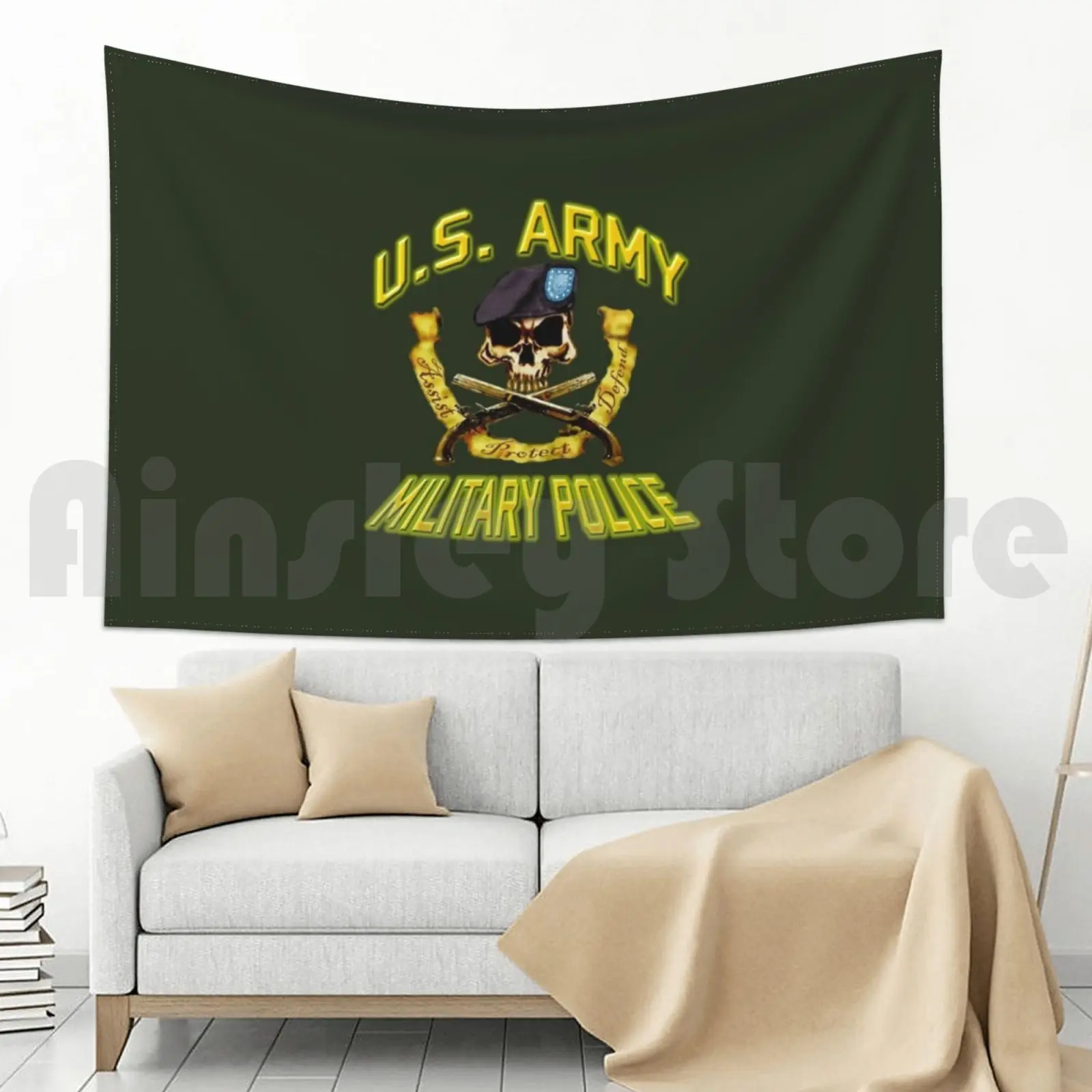 Mp череп с перекрестными пистолетами гобеленовый фон настенный военный полиция Pm