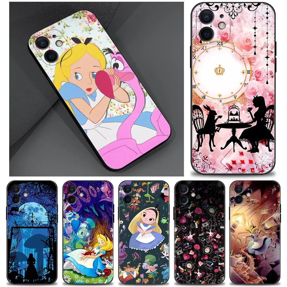

Alice in Wonderland Silicone Case Coque for Apple iPhone 11 12 13 Pro Max 5G 11 Pro 12 Mini Cover Bags Housing