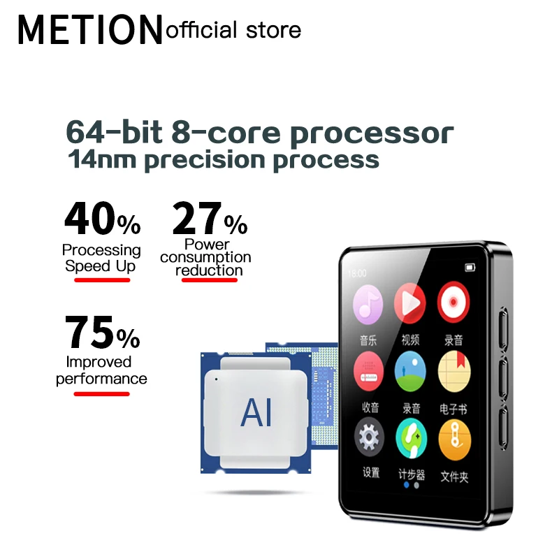 Bluetooth 5 0 mp3-плеер без потерь 16 ГБ Hi-Fi Портативный аудиоплеер с FM-радио зеркальный