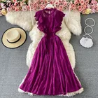 Платье женское кружевное без рукавов, с круглым вырезом и высокой талией