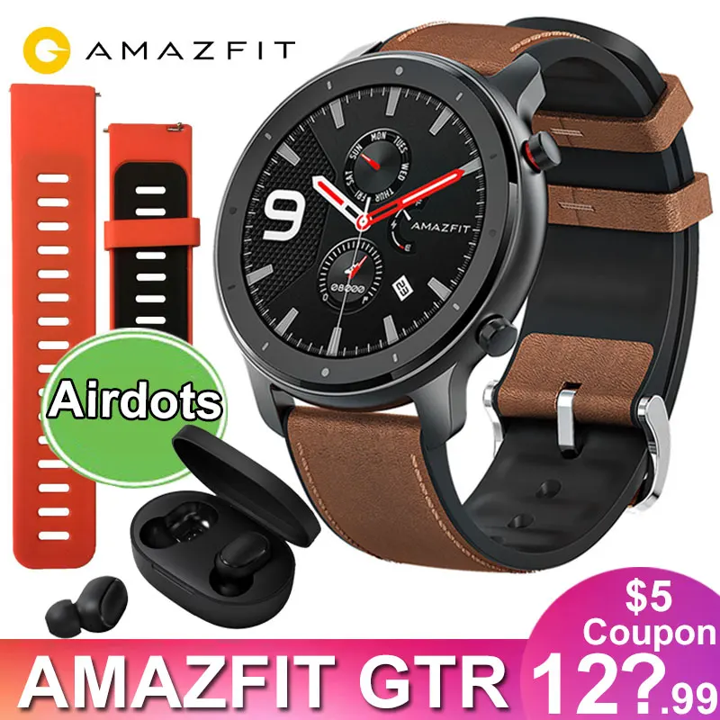 Глобальная версия Amazfit GTR 47 мм Смарт-часы Huami 5ATM водонепроницаемые Смарт-часы 24 дня батарея gps управление музыкой для Android IOS