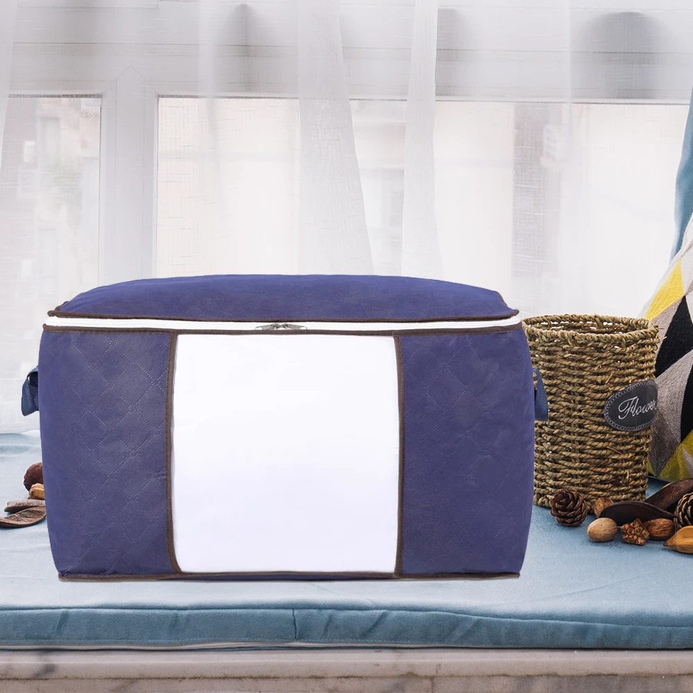 navy blue 60x43x35cm Многоцветная сумка для хранения одежды, сумка для хранения одежды с застежкой-молнией, органайзер для сортировки, нижнее белье, носки, органайзер для одежды - Цвет: navy blue 60x43x35cm