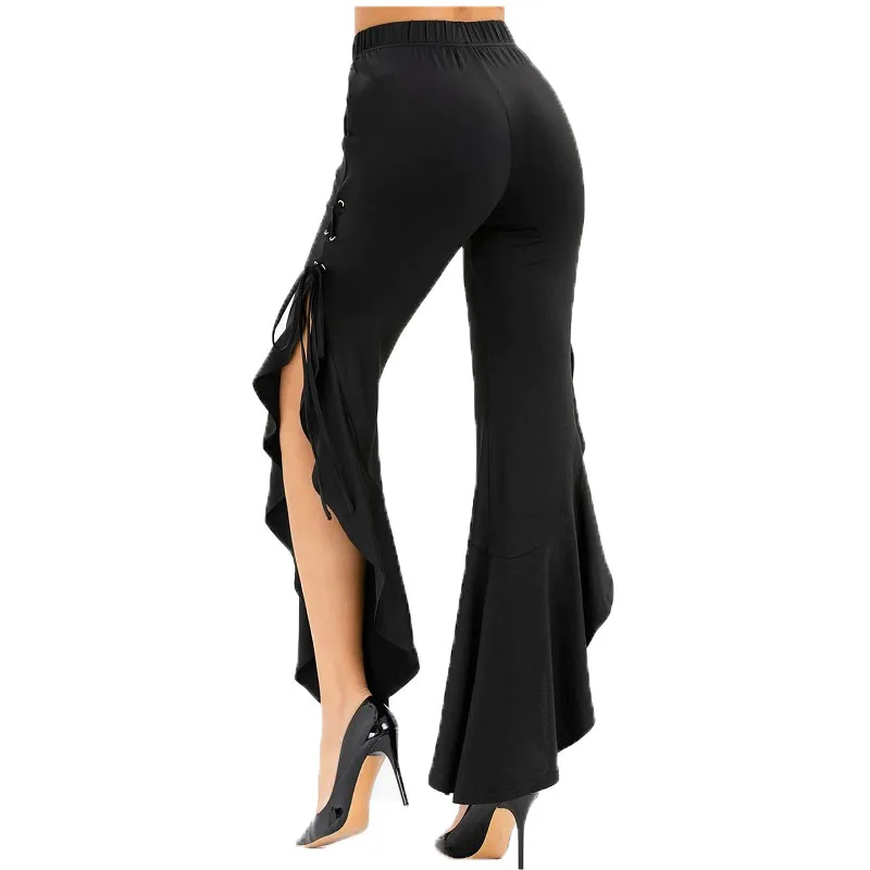 Женские модные брюки с высокой талией женская черная вечерняя вечерние