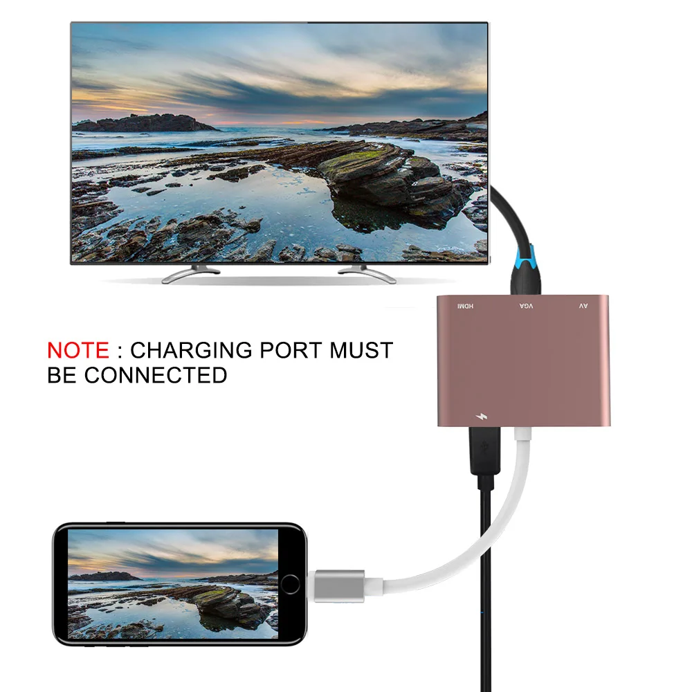 4 в 1 цифровой аудио видео HDTV конвертер для Lightning к VGA HDMI AV адаптер iPhone Xs X 8 7 6plus iPad